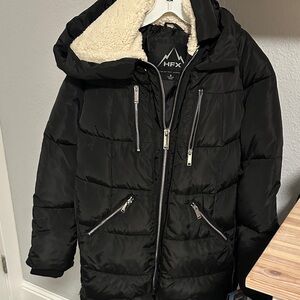 HFX Black Puffer Jacket with Hood S